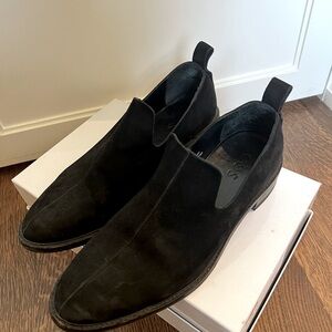 COS black suede flat loafers